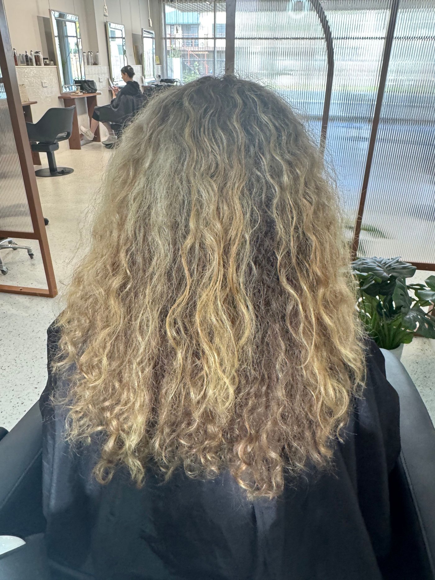 Frizzy curly hair before BR Soul Botox hyaluronic treatment